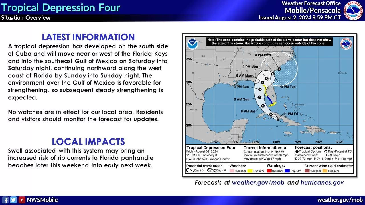 Tropical depression 4 forms